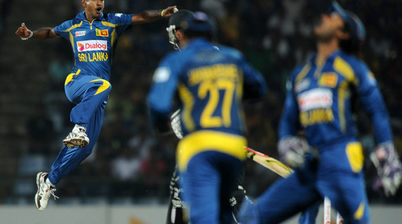 Nuwan Kulasekara is elated after picking up a wicket, Sri Lanka v New Zealand, 2nd T20I, Pallekele, November 21, 2013 ©AFP