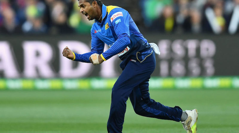 Asela Gunaratne celebrates a wicket, Australia v Sri Lanka, 2nd T20 international, Geelong, February 19, 2017 ©Getty Images