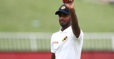 Lasith Embuldeniya celebrates his five-wicket haul © AFP