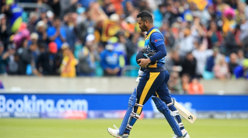 Sri Lanka's Dimuth Karunaratne leaves the field after being dismissed for 97 runs during the ICC Cricket World Cup group stage match at The Oval, London. (Photo by Adam Davy/PA Images via Getty Images)