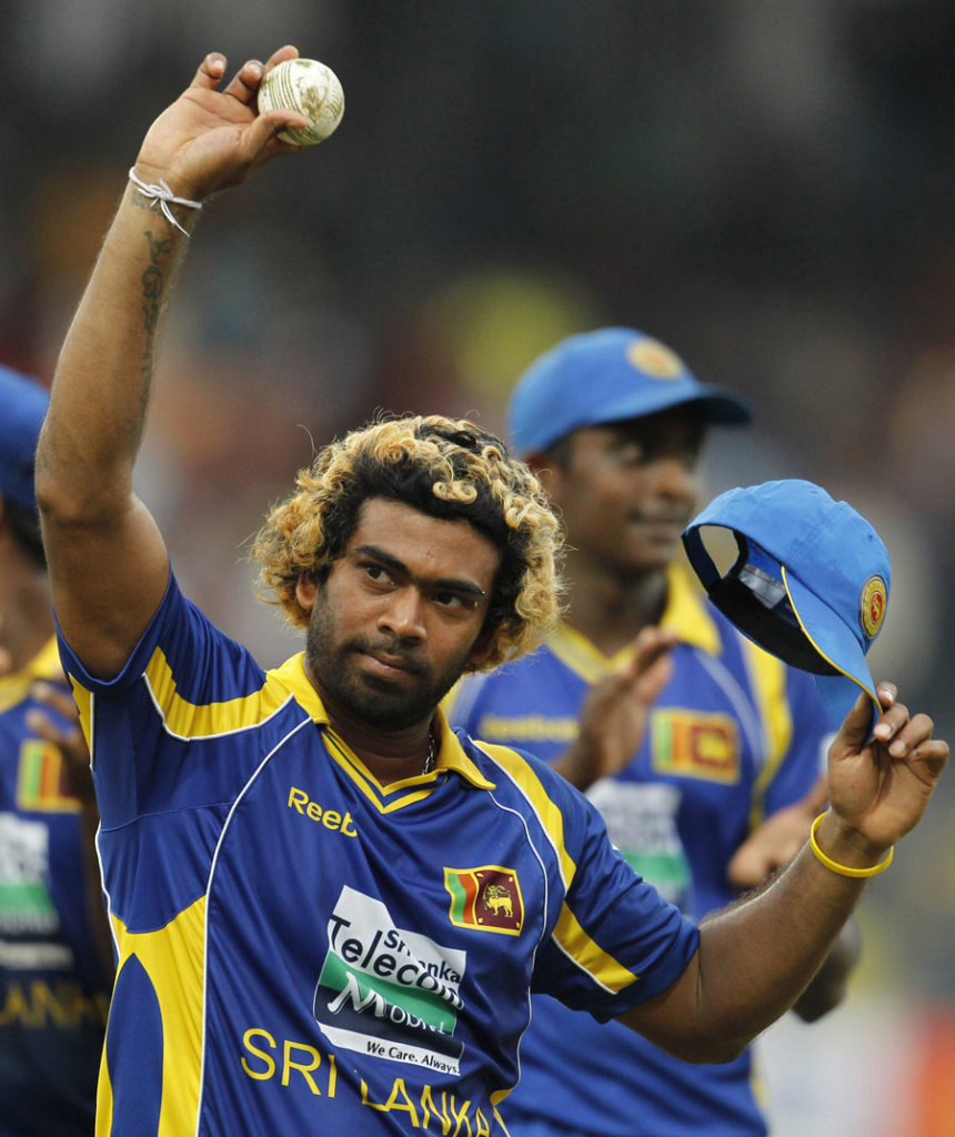 Lasith Malinga with the ball that gave him his hat-trick © Associated Press