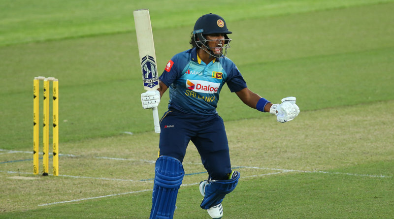 Chamari Atapattu is pumped up after reaching her hundred, Australia v Sri Lanka, 1st Women's T20I, North Sydney Oval, September 29, 2019 © Getty Images