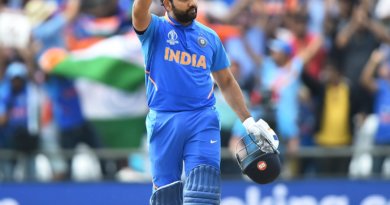 Rohit Sharma becomes the first player to hit five centuries in a single World Cup © Getty Images