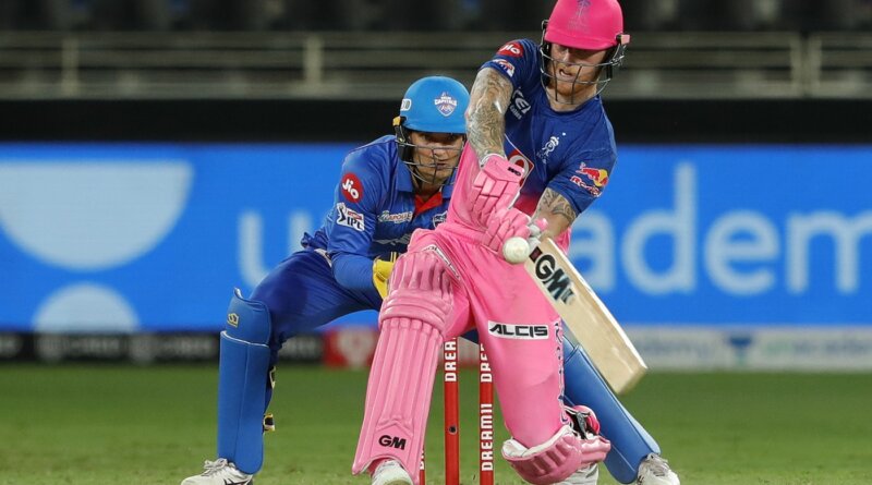 Ben Stokes of Rajasthan Royals batting during match 30 of season 13 of the Dream 11 Indian Premier League (IPL) between the Delhi Capitals and the Rajasthan Royals held at the Dubai International Cricket Stadium, Dubai in the United Arab Emirates on the 14th October 2020. Photo by: Saikat Das / Sportzpics for BCCI