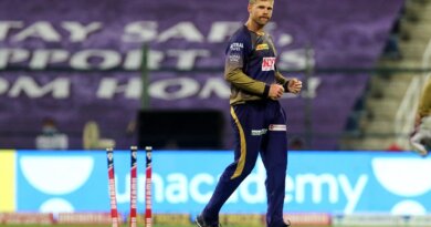Lockie Ferguson of Kolkata Knight Riders celebrates the wicket of Abdul Samad of Sunrisers Hyderabad during the super over of the match 35 of season 13 of the Dream 11 Indian Premier League (IPL) between the Sunrisers Hyderabad and the Kolkata Knight Riders at the Sheikh Zayed Stadium, Abu Dhabi in the United Arab Emirates on the 18th October 2020. Photo by: Vipin Pawar / Sportzpics for BCCI