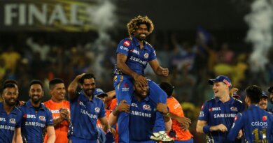 Mumbai Indians players celebrates after winning the final of the Vivo Indian Premier League Season 12, 2019 between the Mumbai Indians and the Chennai Super Kings held at the Rajiv Gandhi Intl. Cricket Stadium, Hyderabad on the 12th May 2019 Photo by: Vipin Pawar /SPORTZPICS for BCCI