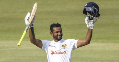 Dimuth Karunaratne scored his maiden double hundred, Sri Lanka vs Bangladesh, 1st Test, Pallekele, 4th day, April 24, 2021 © AFP/Getty Images