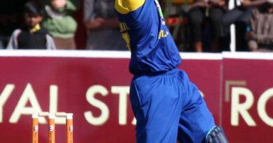 Dinesh Chandimal clobbers the ball over long-on, Sri Lanka v India, Tri-series, 5th ODI, Harare, June 5, 2010 ©Associated Press