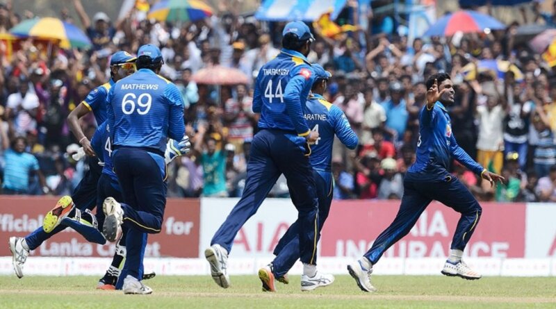 Wanidu Hasaranga takes off after snaring a hat-trick © AFP