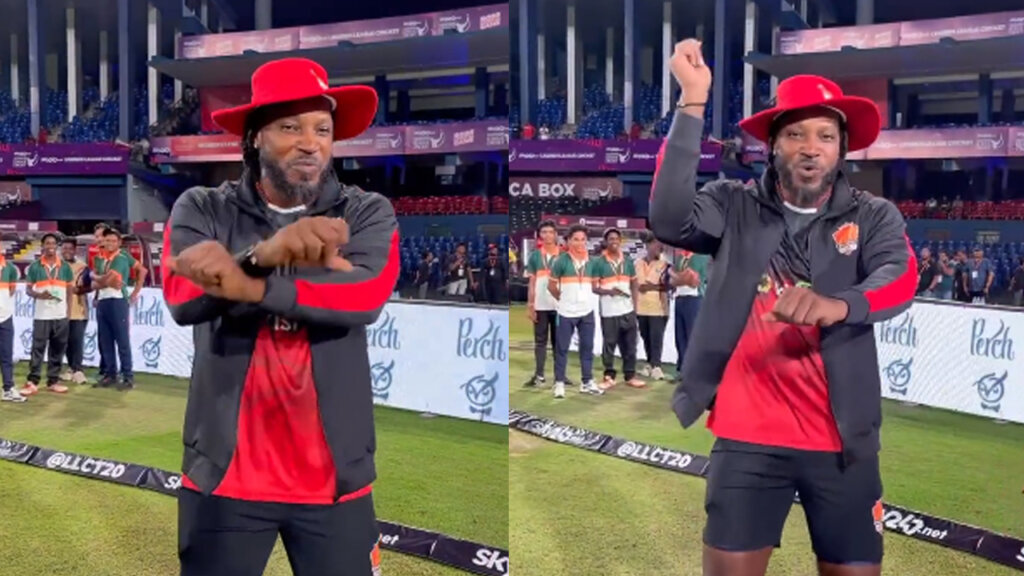 Chris Gayle's GANGNAM STYLE dance at Legends League Cricket