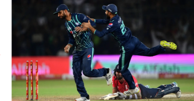 Shan Masood pulled off the key run-out as Pakistan won by three runs•Sep 25, 2022•Getty Images