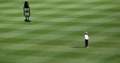 Spidercam is seen above umpire Asad Rauf•Nov 12, 2012•Getty Images