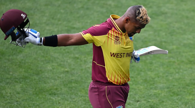 Nicholas Pooran is unhappy with his dismissal•Oct 21, 2022•ICC via Getty Images