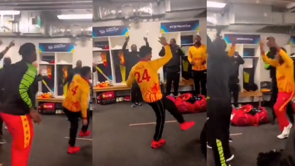 Zimbabwe team celebrate their win against Pakistan