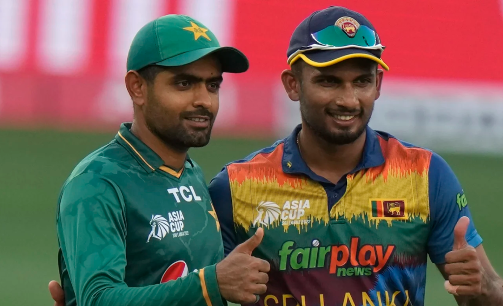 Babar Azam and Dasun Shanaka pictured at the toss•Sep 09, 2022•Associated Press