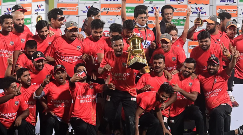 Comilla Victorians celebrate their third BPL title•Feb 18, 2022•AFP/Getty Images