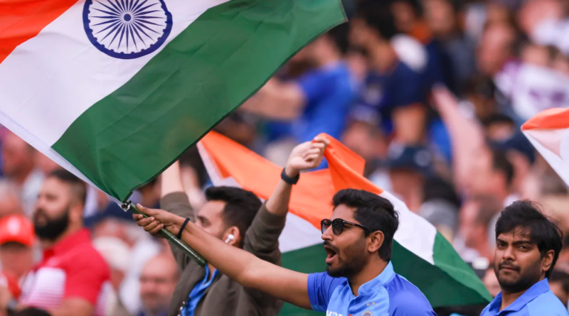 Indian fans were in an upbeat mood at the end of India's innings•Nov 10, 2022•James Elsby/Associated Press