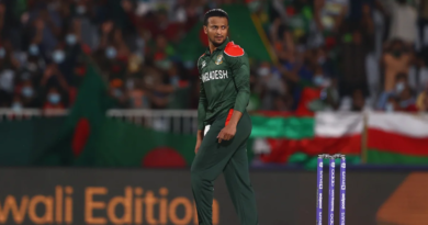 Shakib Al Hasan played a big role in swinging the game Bangladesh's way•Oct 19, 2021•ICC via Getty