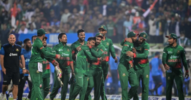 Bangladesh are a pleased bunch, walking off after securing the ODIs against India 2-0•Dec 07, 2022•AFP/Getty Images