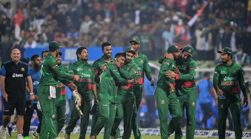 Bangladesh are a pleased bunch, walking off after securing the ODIs against India 2-0•Dec 07, 2022•AFP/Getty Images
