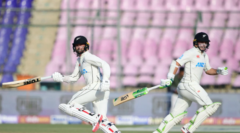 Devon Conway and Tom Latham ended the day with an unbeaten 165-run stand•Dec 27, 2022•AFP/Getty Images