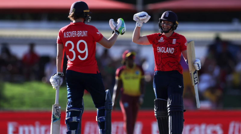 Nat Sciver-Brunt and Heather Knight celebrate England's victory•Feb 11, 2023•ICC/Getty Images