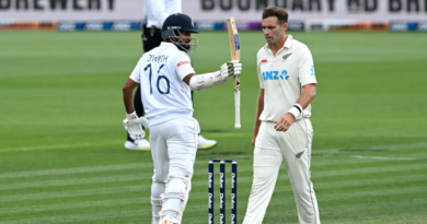Dimuth Karunaratne makes fifty as Tim Southee walks back•Mar 09, 2023•Getty Images