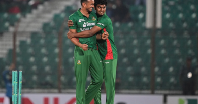 Taskin Ahmed struck thrice in his first over•Mar 27, 2023•AFP/Getty Images