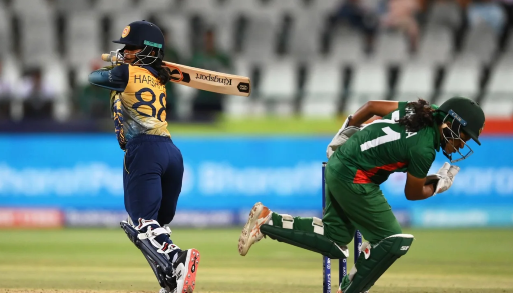 Harshitha Samarawickrama hit an unbeaten half-century to guide Sri Lanka home•Feb 12, 2023•Getty Images