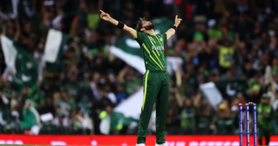Shaheen Afridi celebrates after bowling Kane Williamson for 46•Nov 09, 2022•Getty Images