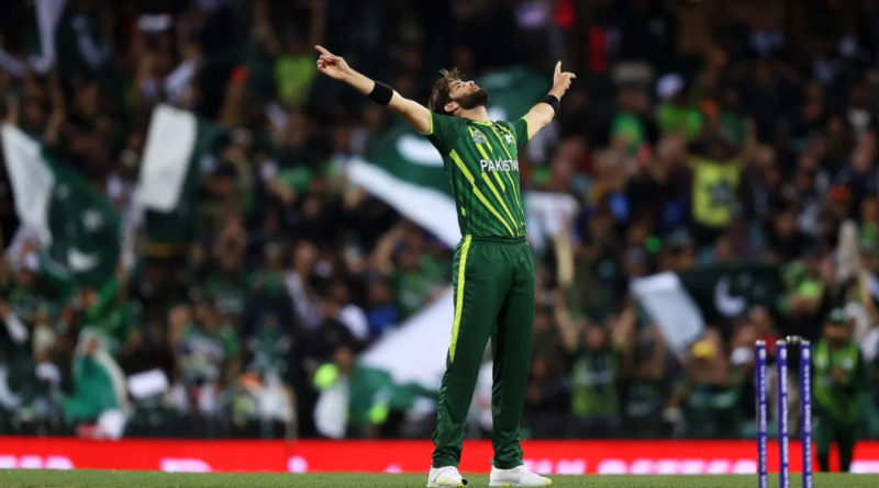 Shaheen Afridi celebrates after bowling Kane Williamson for 46•Nov 09, 2022•Getty Images