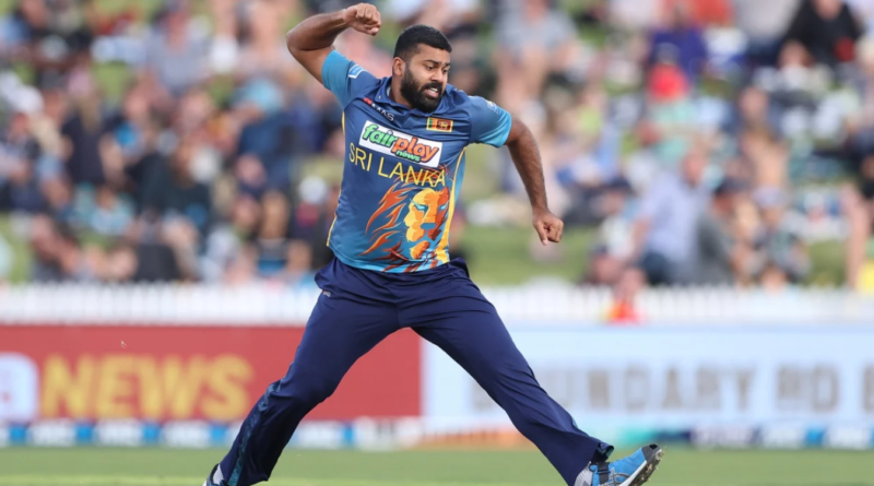 Lahiru Kumara is pumped after getting Chad Bowes to nick off•Mar 31, 2023•Getty Images