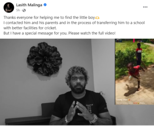 Lasith Malinga requests that the child not be misused through social media