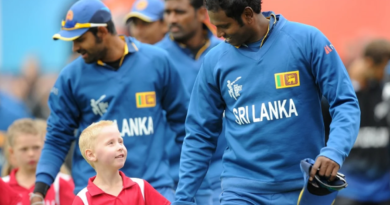 Sri Lanka walk out for the toss of the World Cup opener•Feb 14, 2015•Associated Press