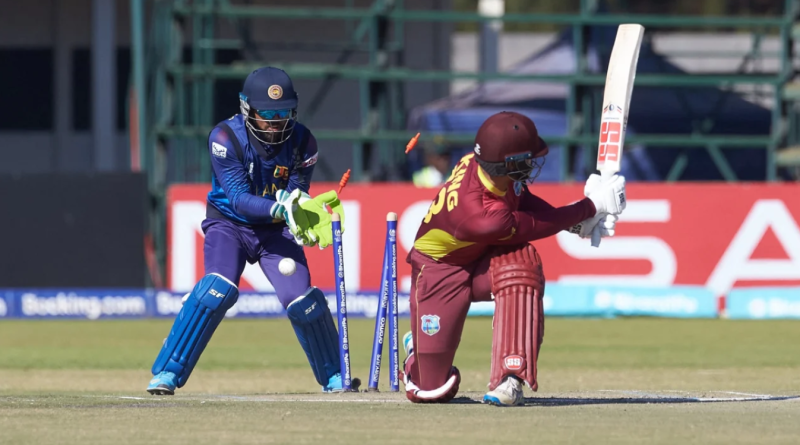 Brandon King is bowled•Jul 07, 2023•AFP/Getty Images