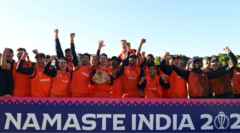 Netherlands rejoice after qualifying for the Men's ODI World Cup•Jul 06, 2023•ICC/Getty Images