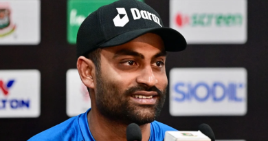Tamim Iqbal at a press conference ahead of the ODIs against Bangladesh•Jul 04, 2023•AFP via Getty Images