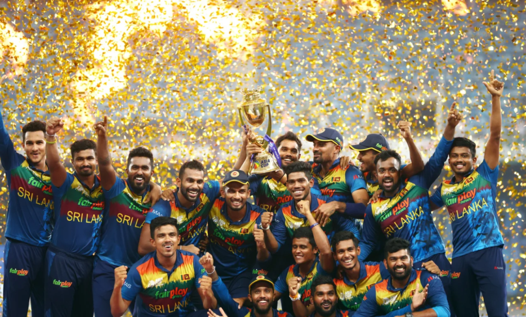 All smiles: Sri Lanka with the Asia Cup trophy•Sep 11, 2022•Getty Images