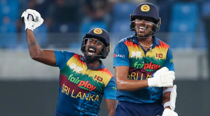 Asitha Fernando and Maheesh Theekshana celebrate Sri Lanka's victory •Sep 01, 2022•AFP/Getty Images