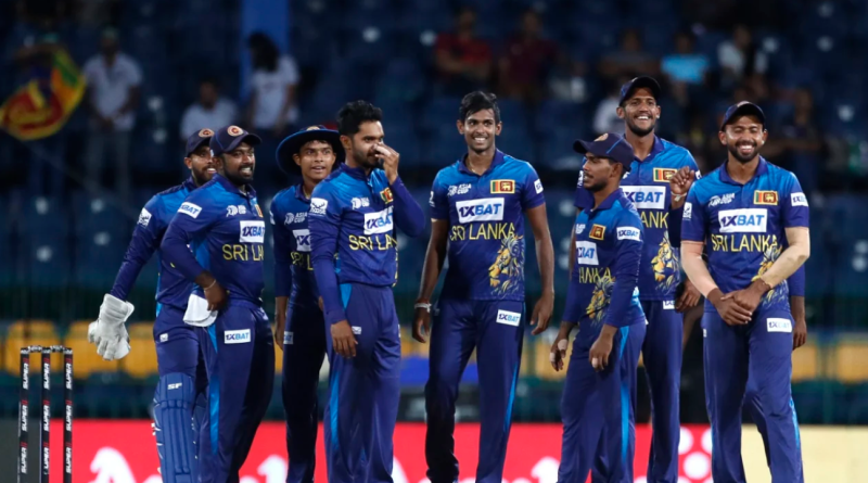 Matheesha Pathirana and his team-mates celebrate Shakib Al Hasan's wicket•Sep 09, 2023•Associated Press