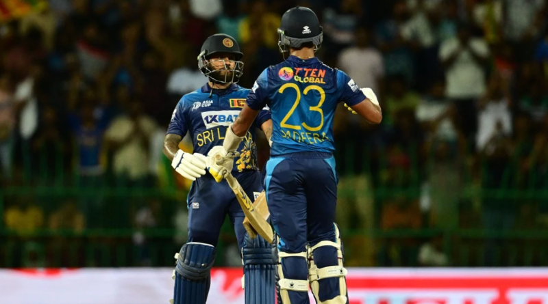 Sadeera Samarawickrama and Kusal Mendis stitched a strong third-wicket stand to prop up Sri Lanka•Sep 14, 2023•AFP/Getty Images