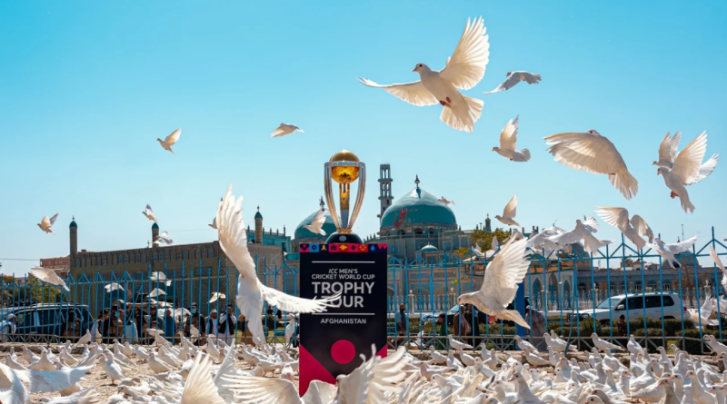 The World Cup trophy on display in front of the Blue Mosque in Afghanistan•Sep 09, 2023•ICC