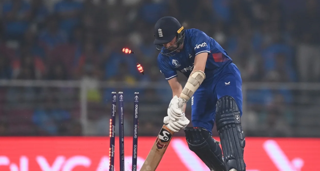 Mark Wood was done in by a Jasprit Bumrah yorker•Oct 29, 2023•Getty Images