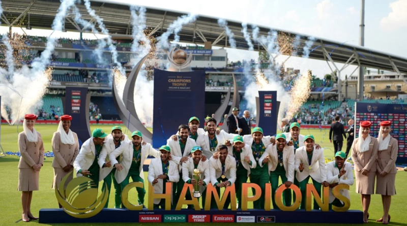 The victorious Pakistan team lift the Champions Trophy•Jun 18, 2017•Getty Images
