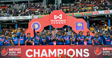 The Sri Lankan team with its spoils after a first bilateral ODI series win against India in 27 years•Aug 07, 2024•AFP/Getty Images