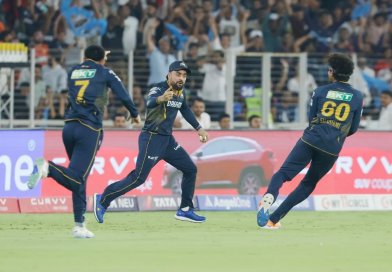 Rashid Khan and his team-mates are pumped after a smart catch got rid of Travis Head•May 02, 2025•BCCI